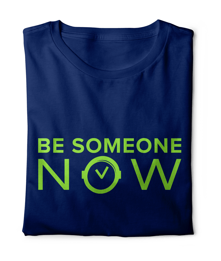 Be-Someone-Now-Scan-Inc-Navy-Blue-Tshirt-with-Green-Letters