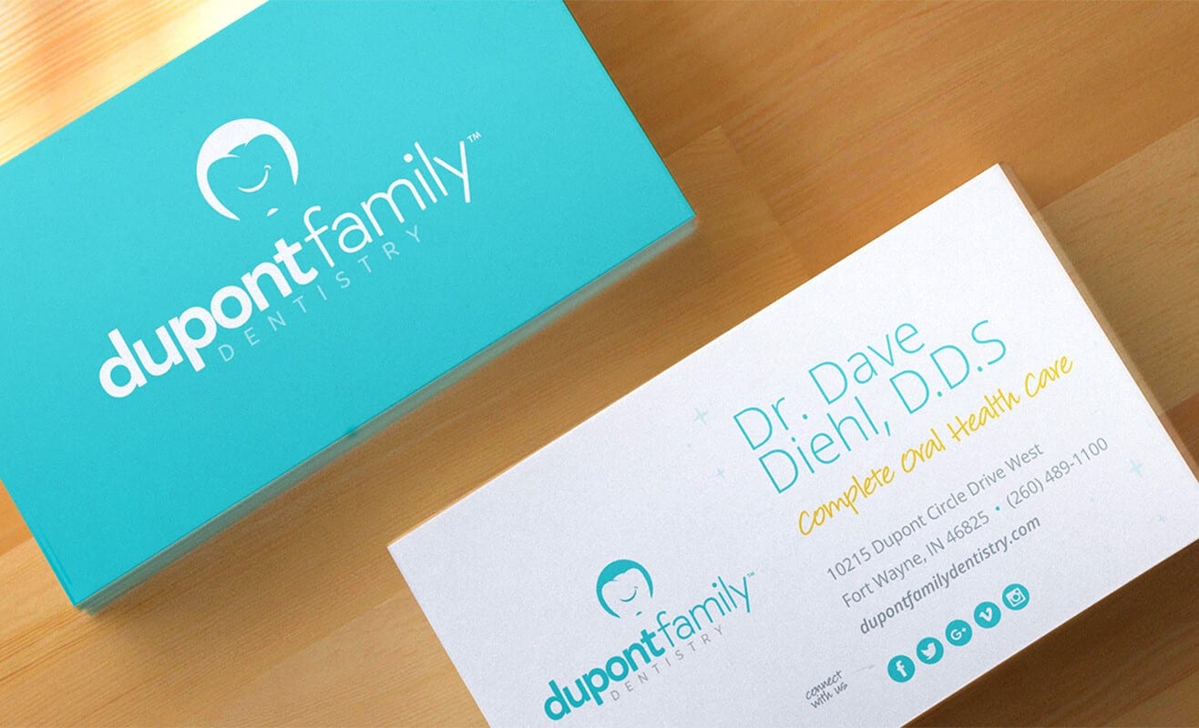Dupont-Family-Dentistry_Logo_Cosmetic-General_Dentist_Fort-Wayne-Indiana_Dr-Diehl_Brand-Identity-Design_Branding_Promotional-Material_Business-Cards_Design_Mockups